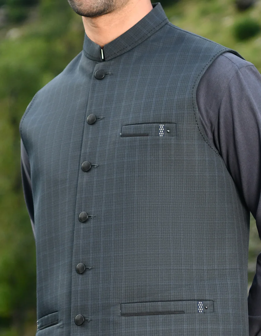 DARK GREY BLENDED WAISTCOAT | JJVC-US-44174/A22/JJ7484-CL - Image 2