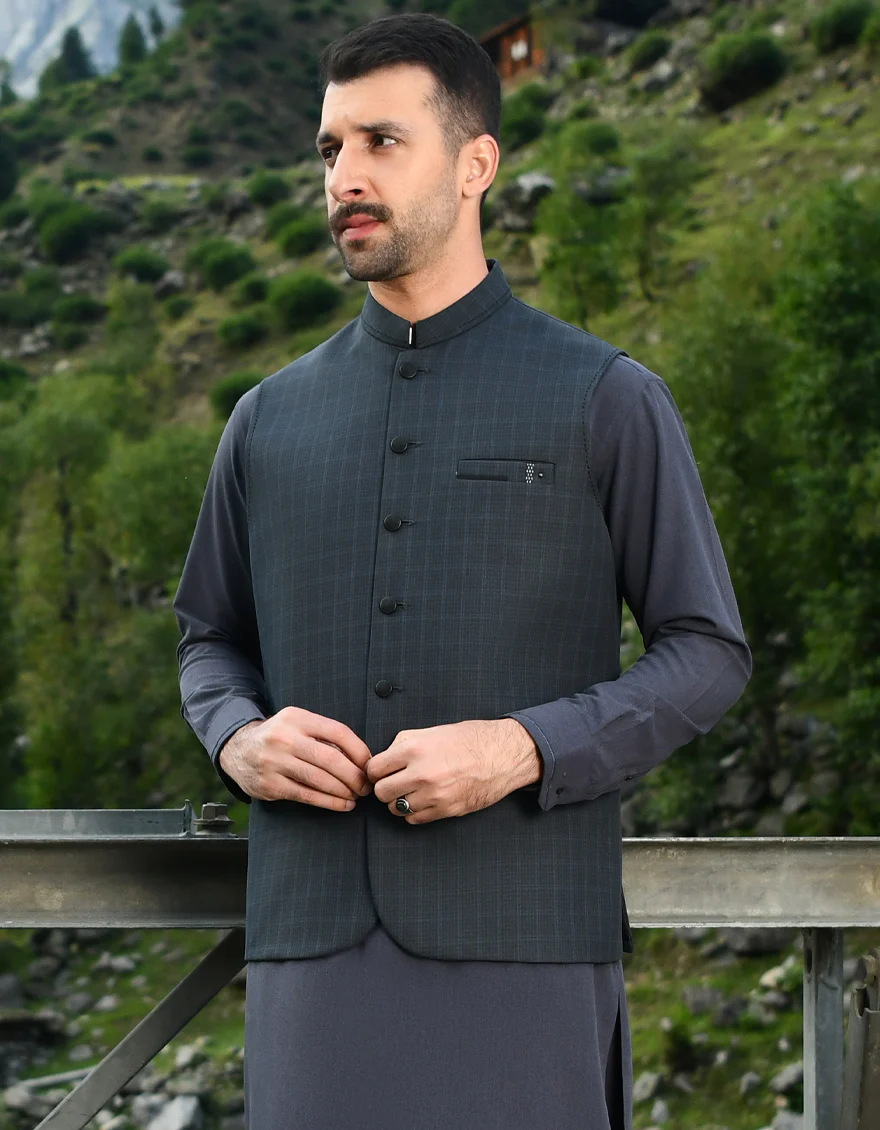 DARK GREY BLENDED WAISTCOAT | JJVC-US-44174/A22/JJ7484-CL - Image 3