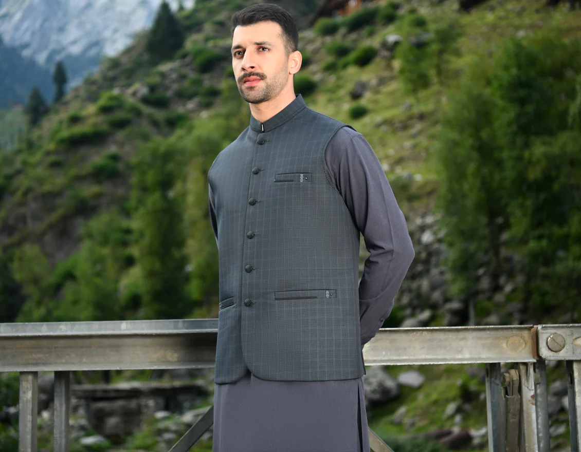 DARK GREY BLENDED WAISTCOAT | JJVC-US-44174/A22/JJ7484-CL - Image 4