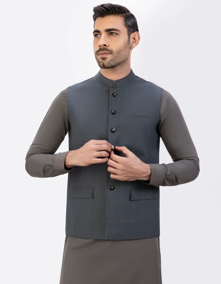 GREY SUITING WAISTCOAT | JJVC-US-45007/S23/JJ8740-CL - Image 2
