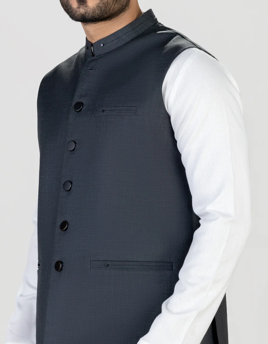 CHARCOAL GREY SUITING WAISTCOAT | JJVC-US-45011/S23/JJ8741-PN - Image 3