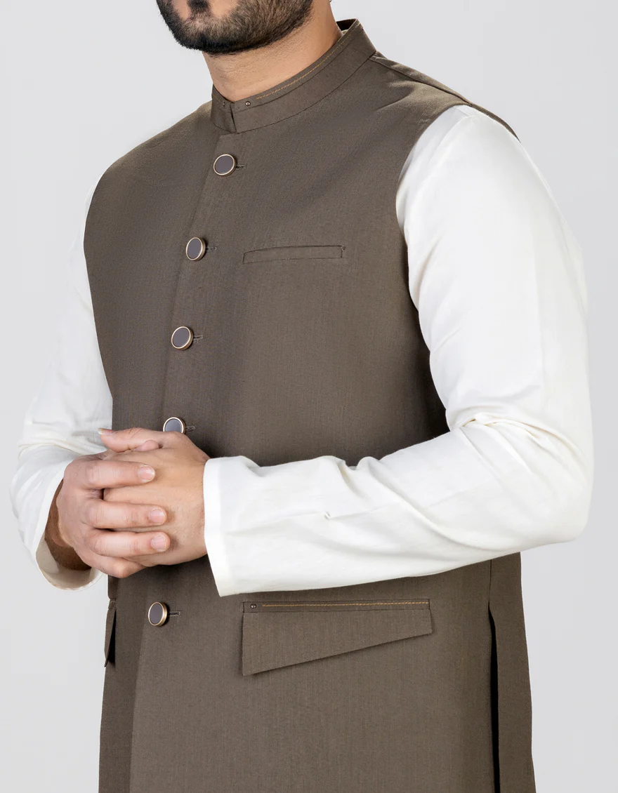 OLIVE SUITING WAISTCOAT | JJVC-US-45013/S23/JJ8738-CL - Image 2