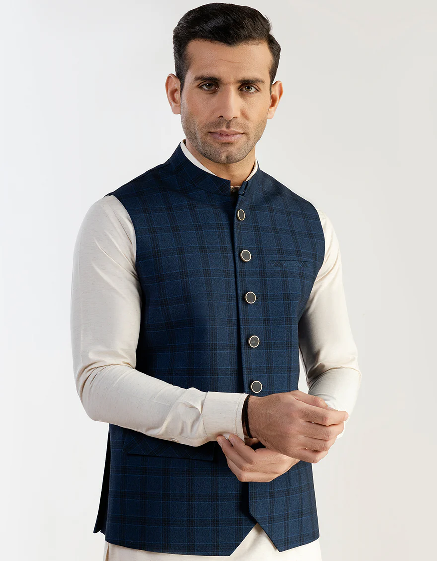 BLUE BLENDED WAISTCOAT | JJVC-US-45024/S23/JJ7451-PN - Image 2