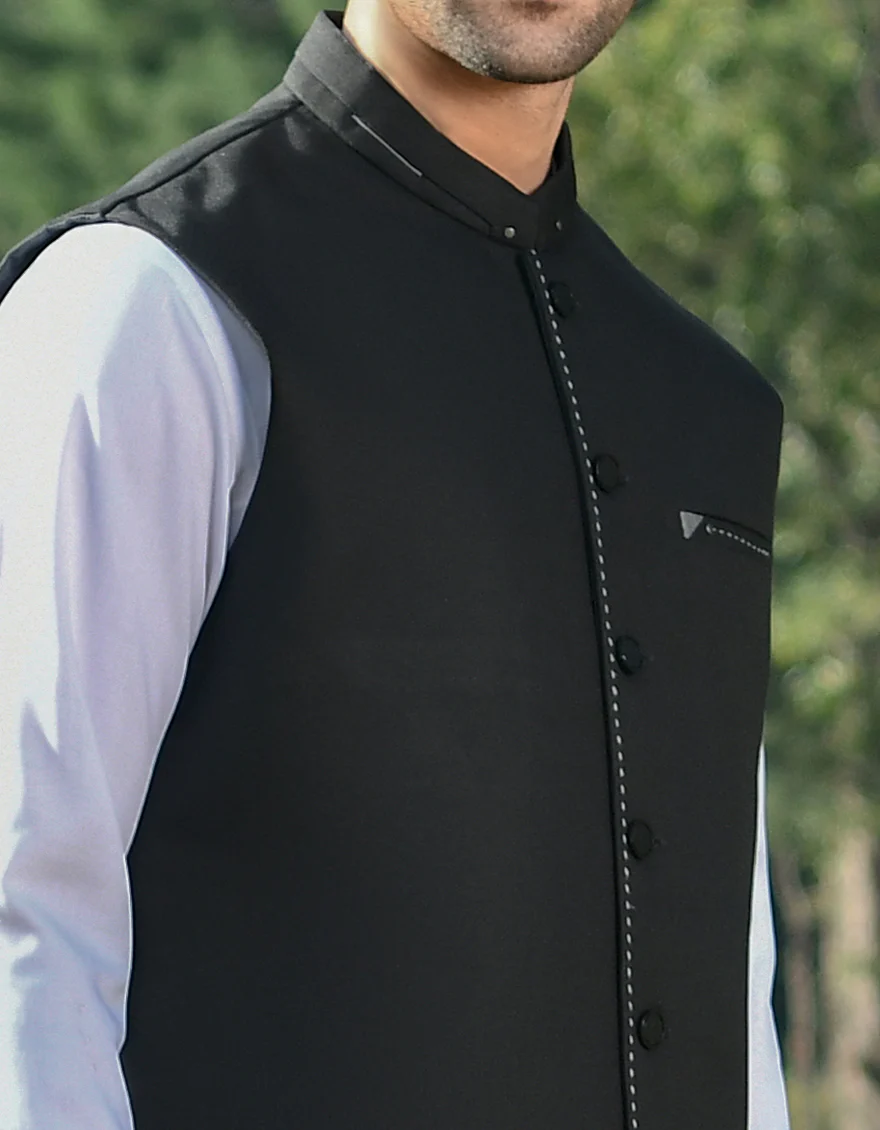 BLACK BLENDED WAISTCOAT | JJVC-US-45028/A22/JJ7488-CL - Image 2