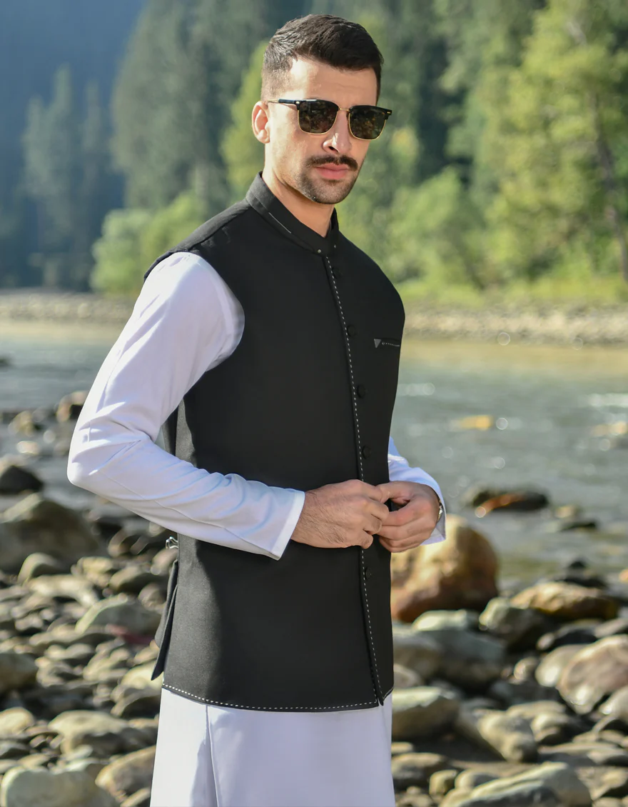 BLACK BLENDED WAISTCOAT | JJVC-US-45028/A22/JJ7488-CL - Image 3
