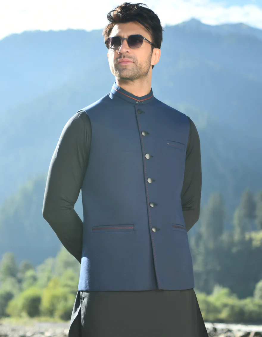 BLUE BLENDED WAISTCOAT | JJVC-US-45086/A22/JJ8086-CL