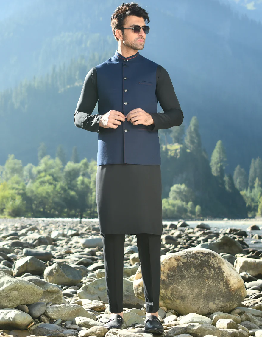 BLUE BLENDED WAISTCOAT | JJVC-US-45086/A22/JJ8086-CL - Image 2