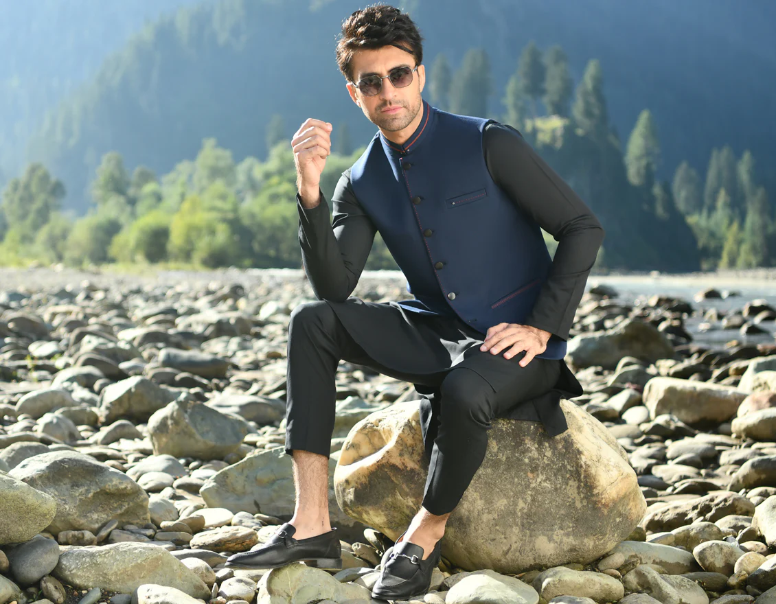 BLUE BLENDED WAISTCOAT | JJVC-US-45086/A22/JJ8086-CL - Image 3