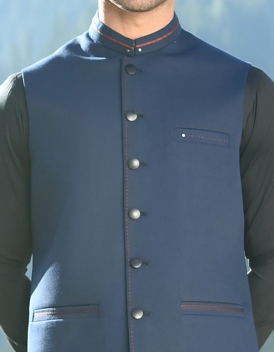 BLUE BLENDED WAISTCOAT | JJVC-US-45086/A22/JJ8086-CL - Image 4