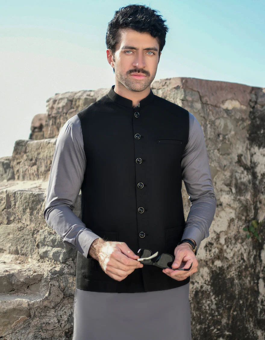 BLACK WAISTCOAT | JJVC-US-45193/A23/JJ8086-CL - Image 2