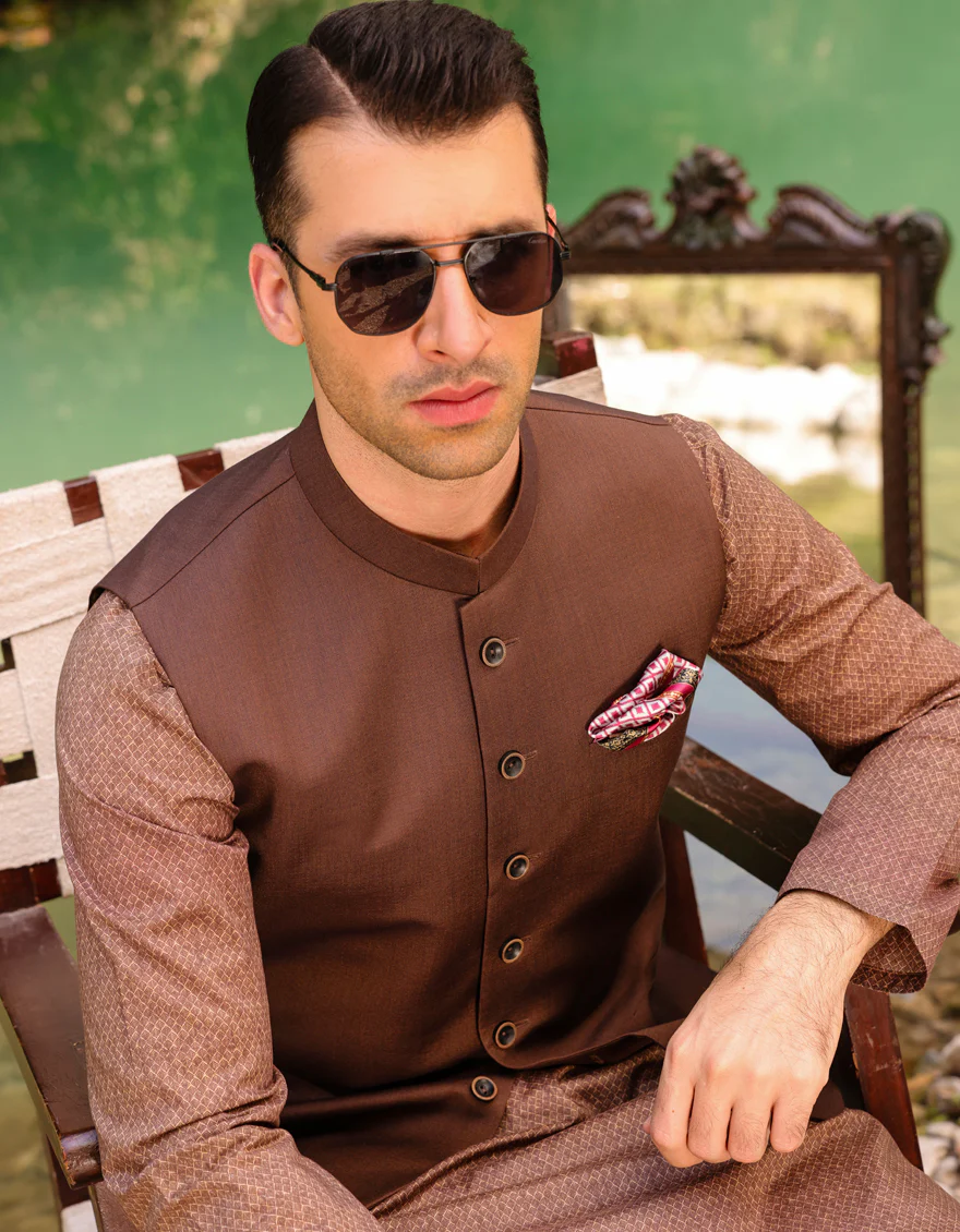 BROWN SUITING WAISTCOAT | JJVC-US-48012/S23/JJ8739-PN - Image 2