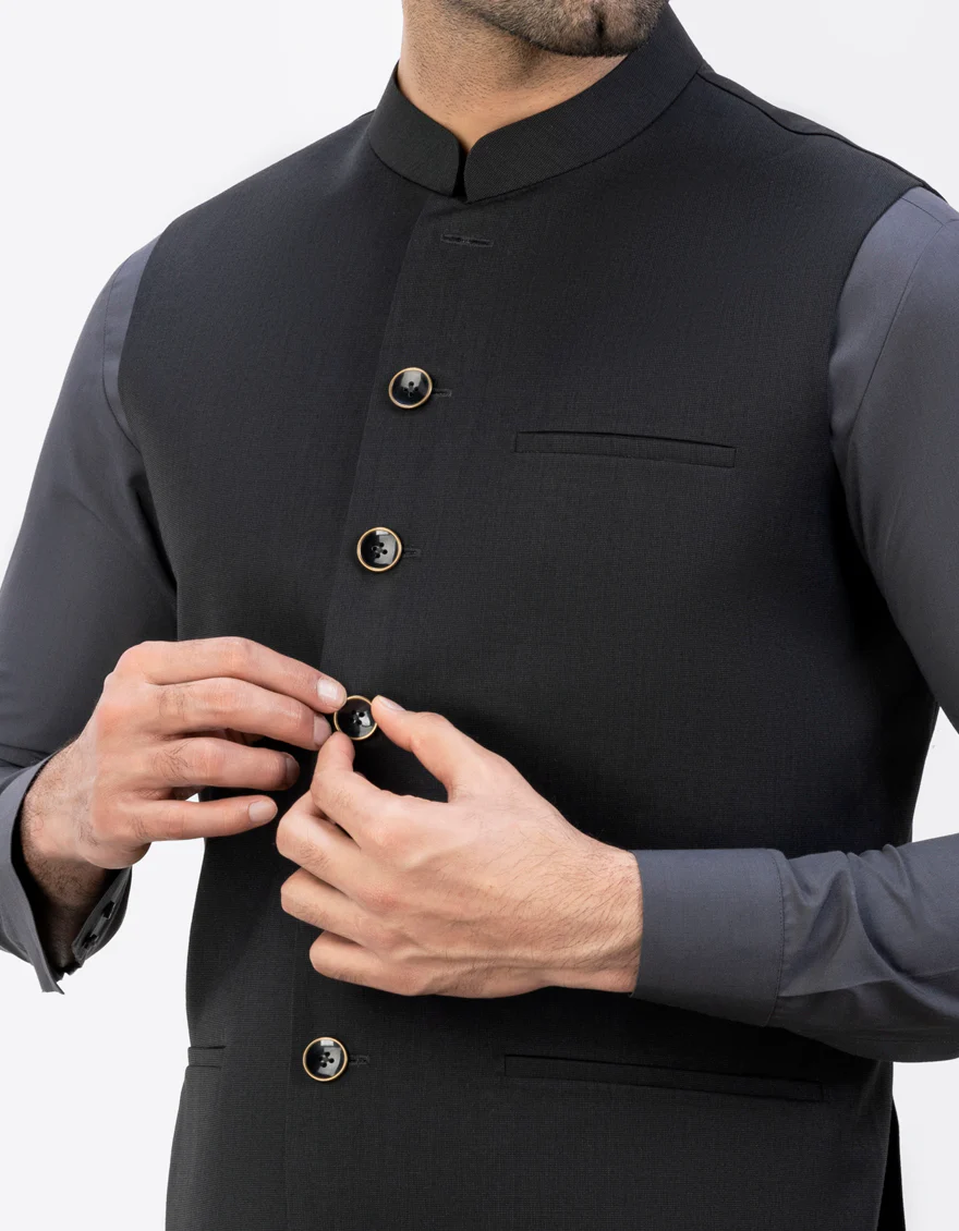 BLACK WAISTCOAT | JJVC-US-48014/S23/JJ8736-PN - Image 2
