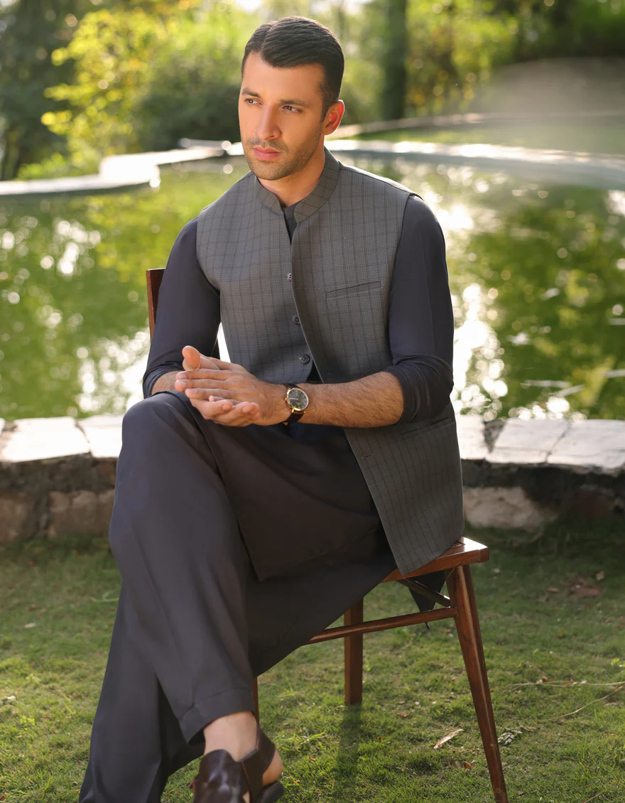 STEEL GREY BLENDED WAISTCOAT | JJVC-US-48016/S23/JJ7484-PN - Image 4