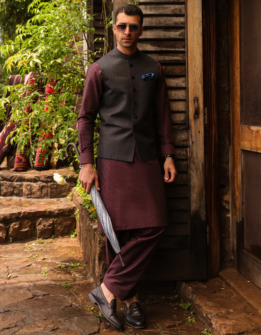 CHARCOAL BLENDED WAISTCOAT | JJVC-US-48018/S23/JJ7484-PN - Image 3