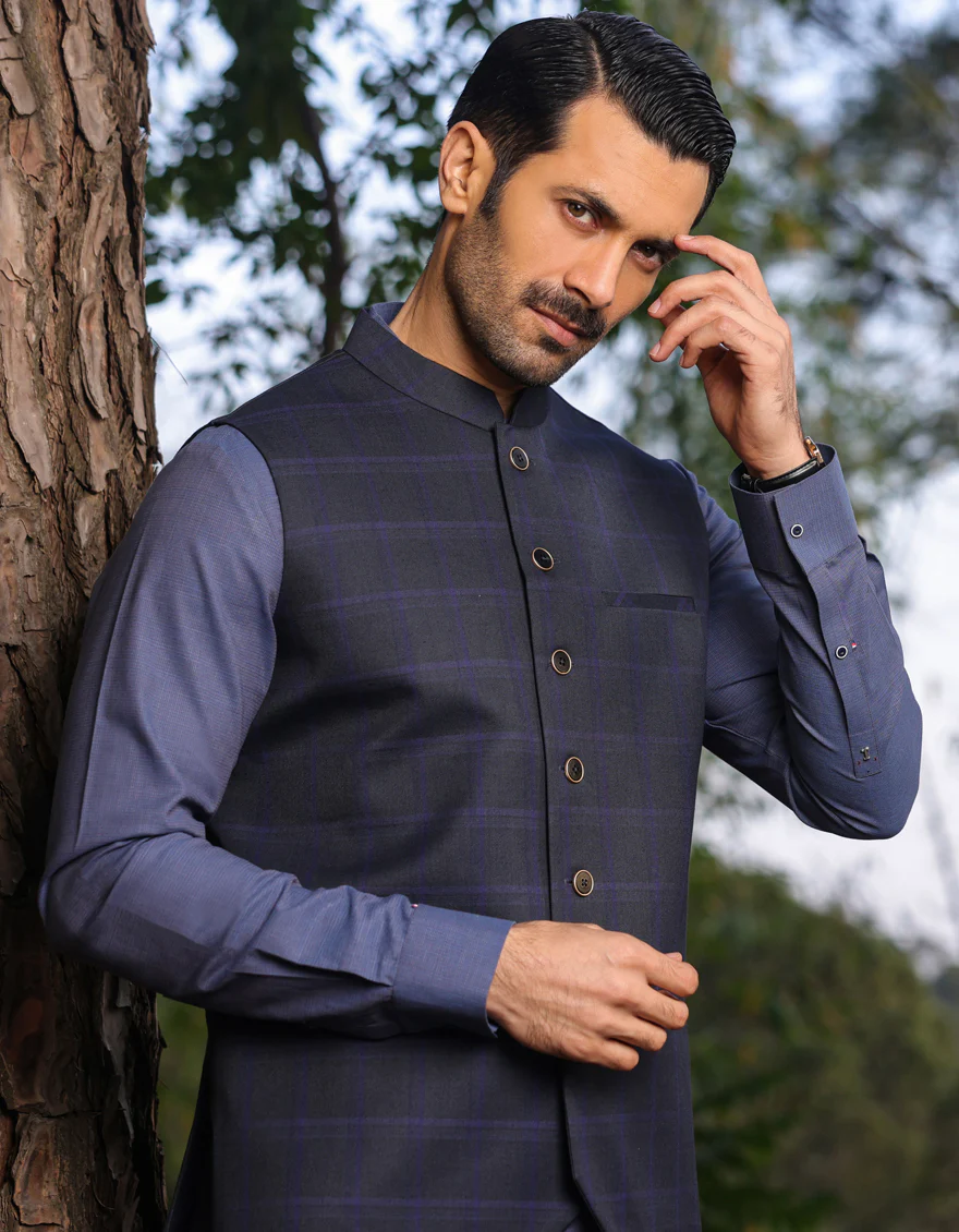 CHARCOAL BLENDED WAISTCOAT | JJVC-US-48020/S23/JJ7487-PN - Image 2