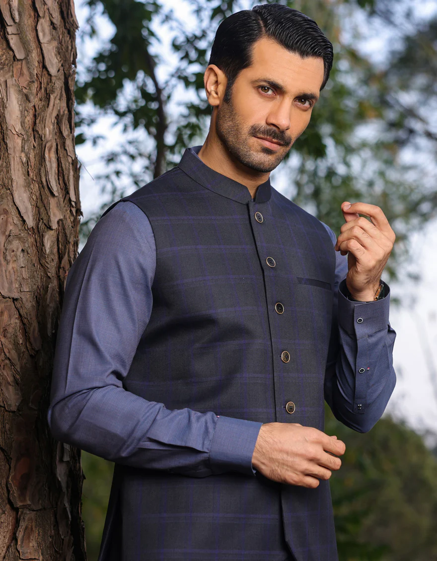CHARCOAL BLENDED WAISTCOAT | JJVC-US-48020/S23/JJ7487-PN - Image 3