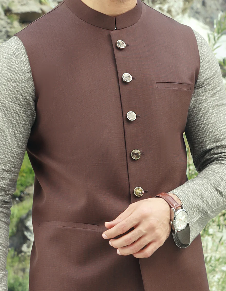 BROWN WAISTCOAT | JJVC-US-48043/S23/JJ8736-PN - Image 2