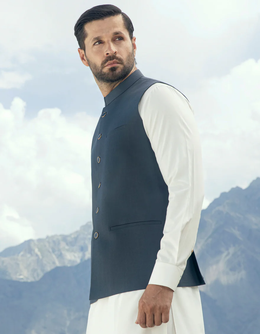 CHARCOAL GREY WAISTCOAT | JJVC-US-48045/S23/JJ8989-PN - Image 3