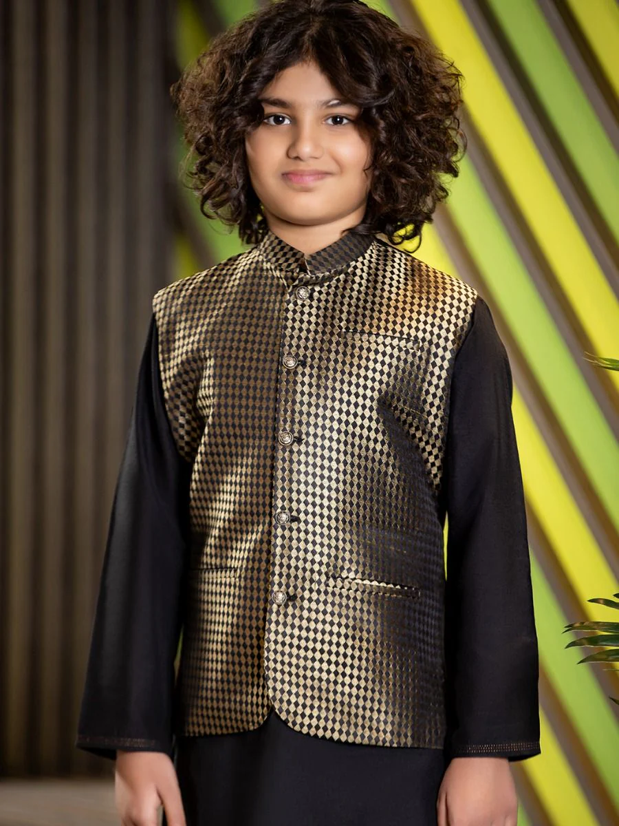GOLDEN BLACK WAISTCOAT | JKVC-US-33242/S20/JJ7164 - Image 2