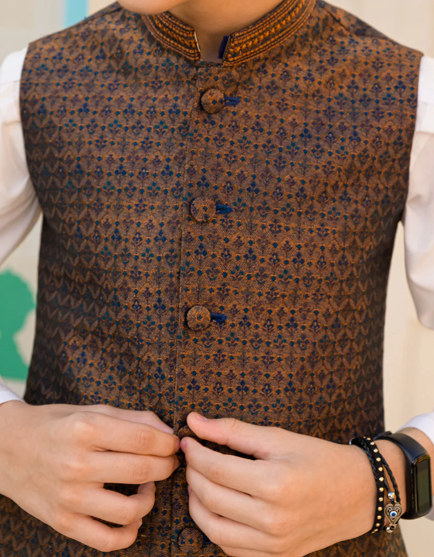 NAVY BLUE & COPPER WAISTCOAT | JKVC-US-44204/A23/JJ8457-FL - Image 2