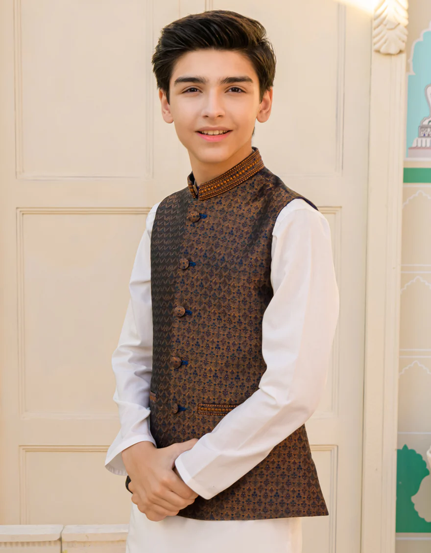 NAVY BLUE & COPPER WAISTCOAT | JKVC-US-44204/A23/JJ8457-FL - Image 3