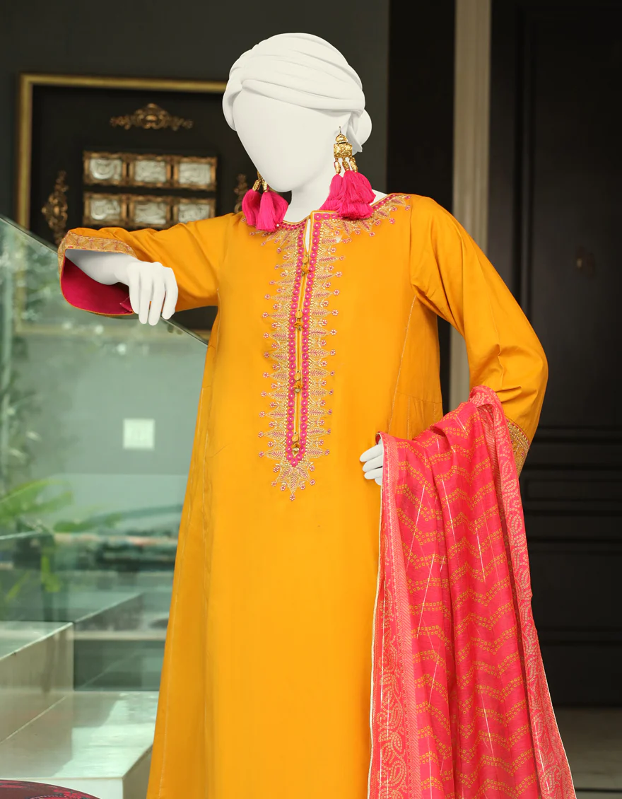 MUSTARD LAWN 3PC STITCHED | JLAWN-S-24-001/S CLASSIC CHUNRI-1 - Image 2