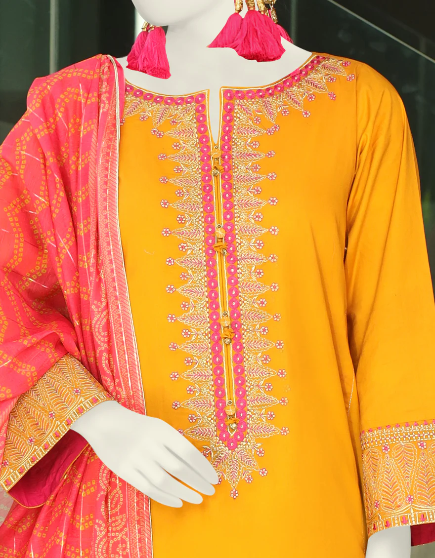 MUSTARD LAWN 3PC STITCHED | JLAWN-S-24-001/S CLASSIC CHUNRI-1 - Image 3