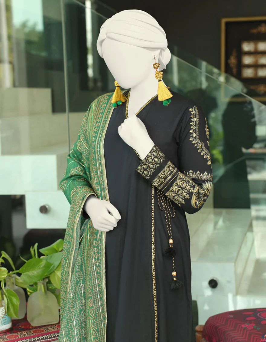 BLACK LAWN 3PC STITCHED | JLAWN-S-24-002/S CLASSIC CHUNRI-2 - Image 2