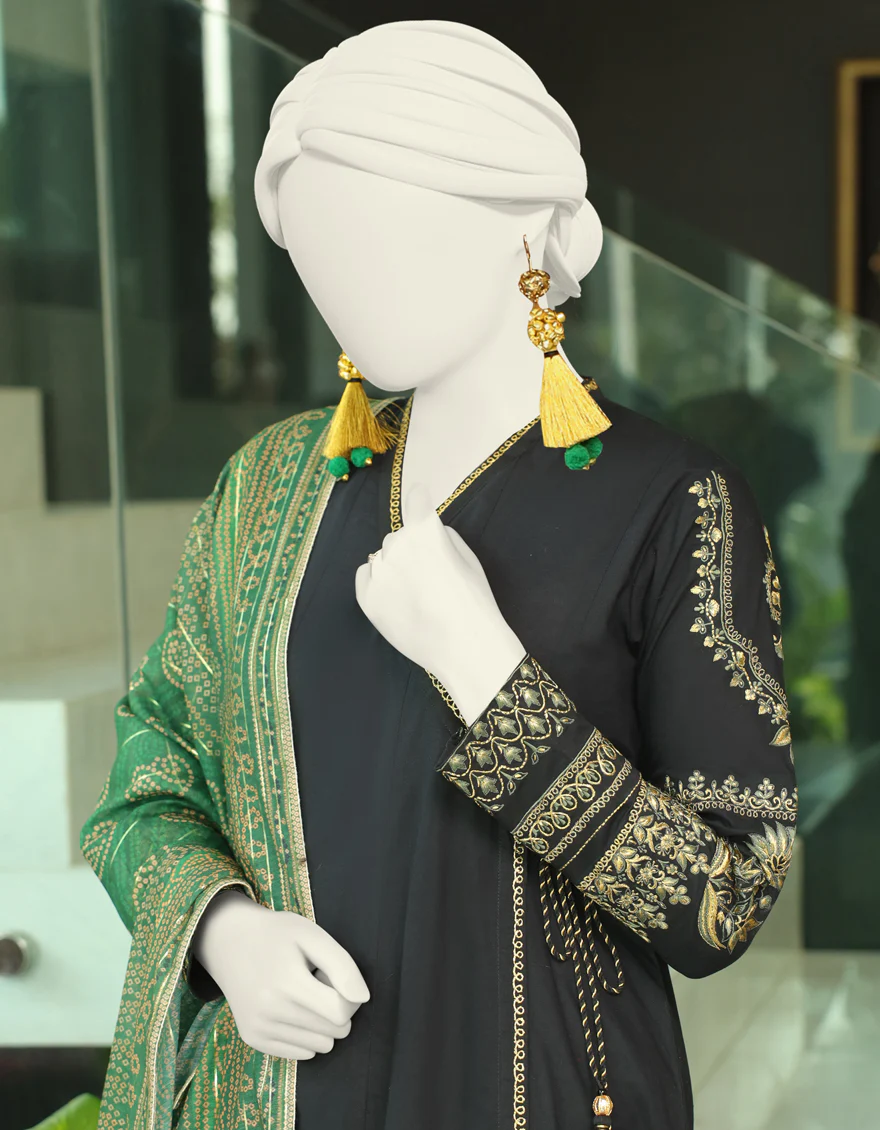 BLACK LAWN 3PC STITCHED | JLAWN-S-24-002/S CLASSIC CHUNRI-2 - Image 3