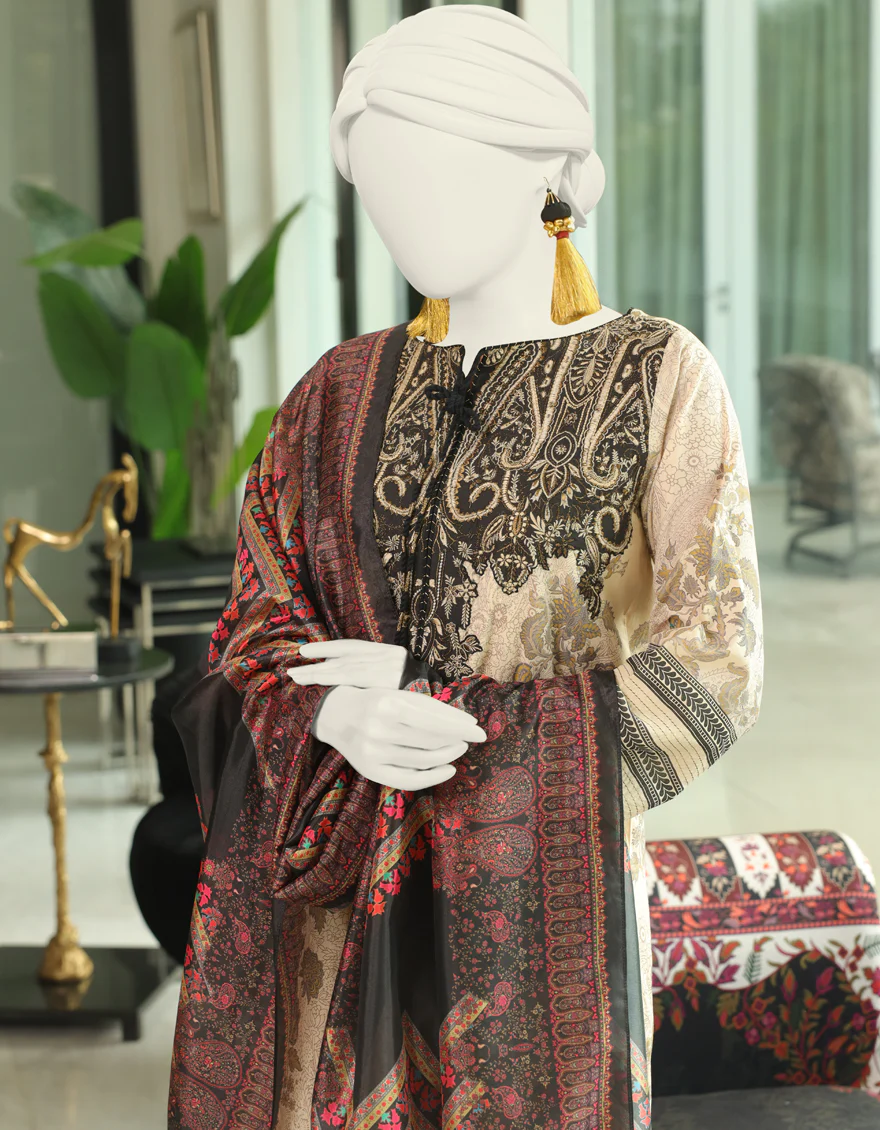 BEIGE LAWN 3PC STITCHED | JLAWN-S-24-011/S MONOCHROME-01 - Image 2
