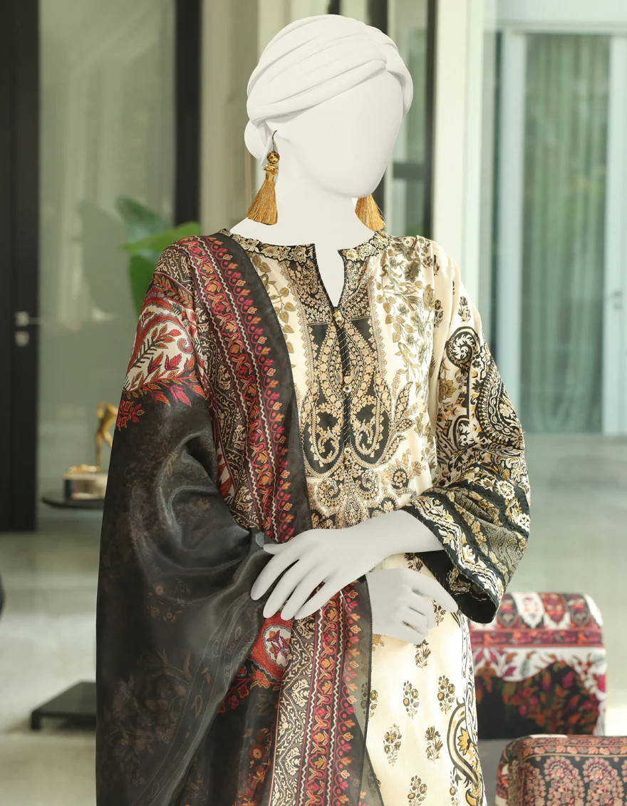BEIGE LAWN 3PC STITCHED | JLAWN-S-24-014/S MONOCHROME-04 - Image 2