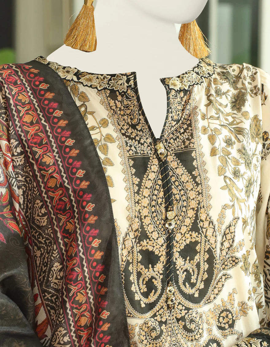 BEIGE LAWN 3PC STITCHED | JLAWN-S-24-014/S MONOCHROME-04 - Image 3