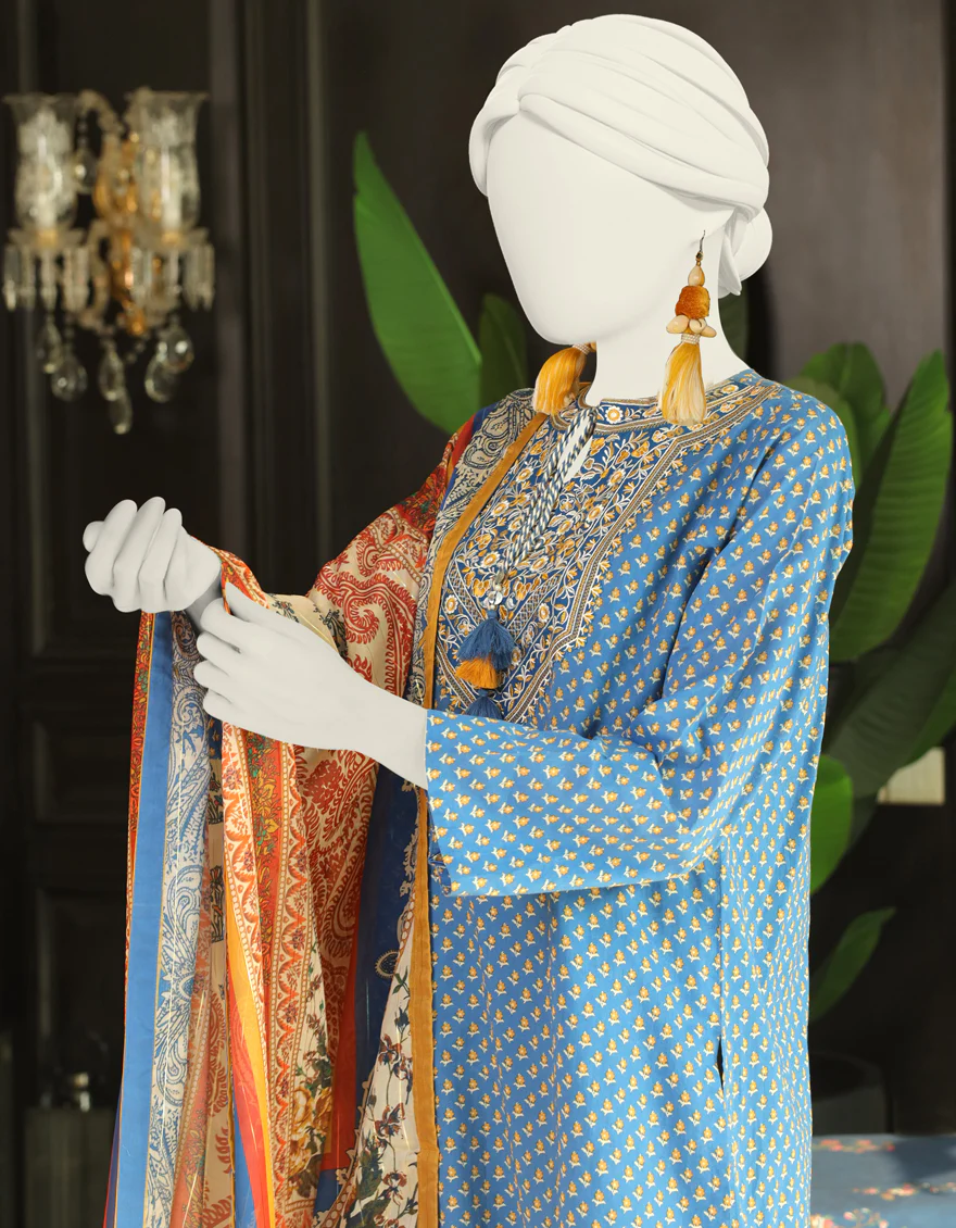 BLUE LAWN 3PC STITCHED | JLAWN-S-24-023/S SAWATI-1 - Image 2