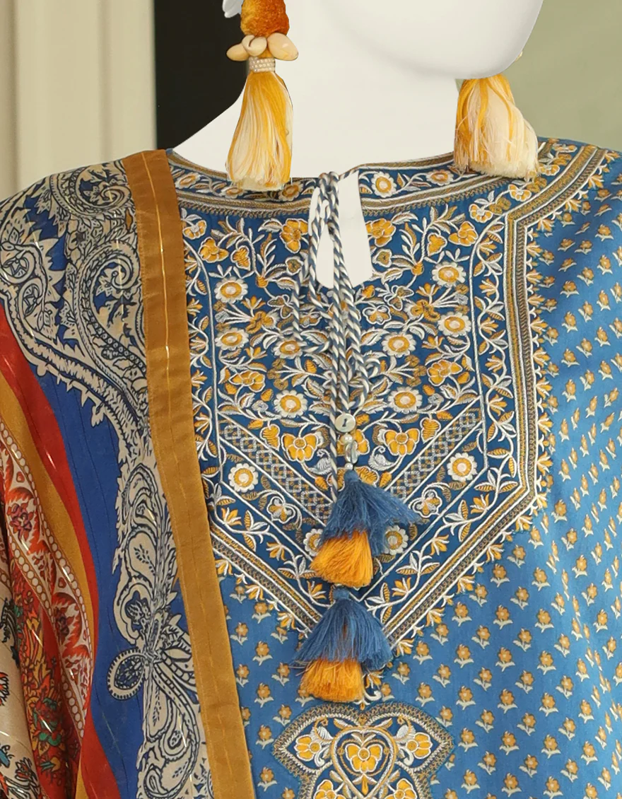 BLUE LAWN 3PC STITCHED | JLAWN-S-24-023/S SAWATI-1 - Image 3