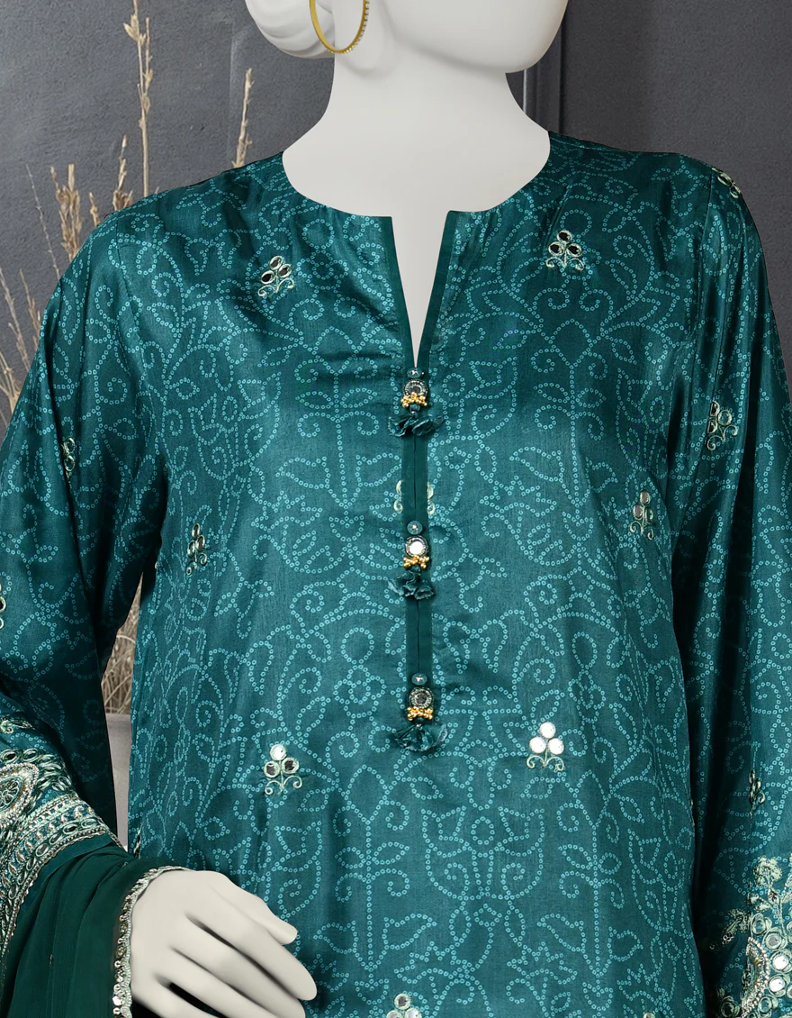 GREEN IMPURE SILK 3PC STITCHED | JLAWN-S-24-086/S DHA - Image 3