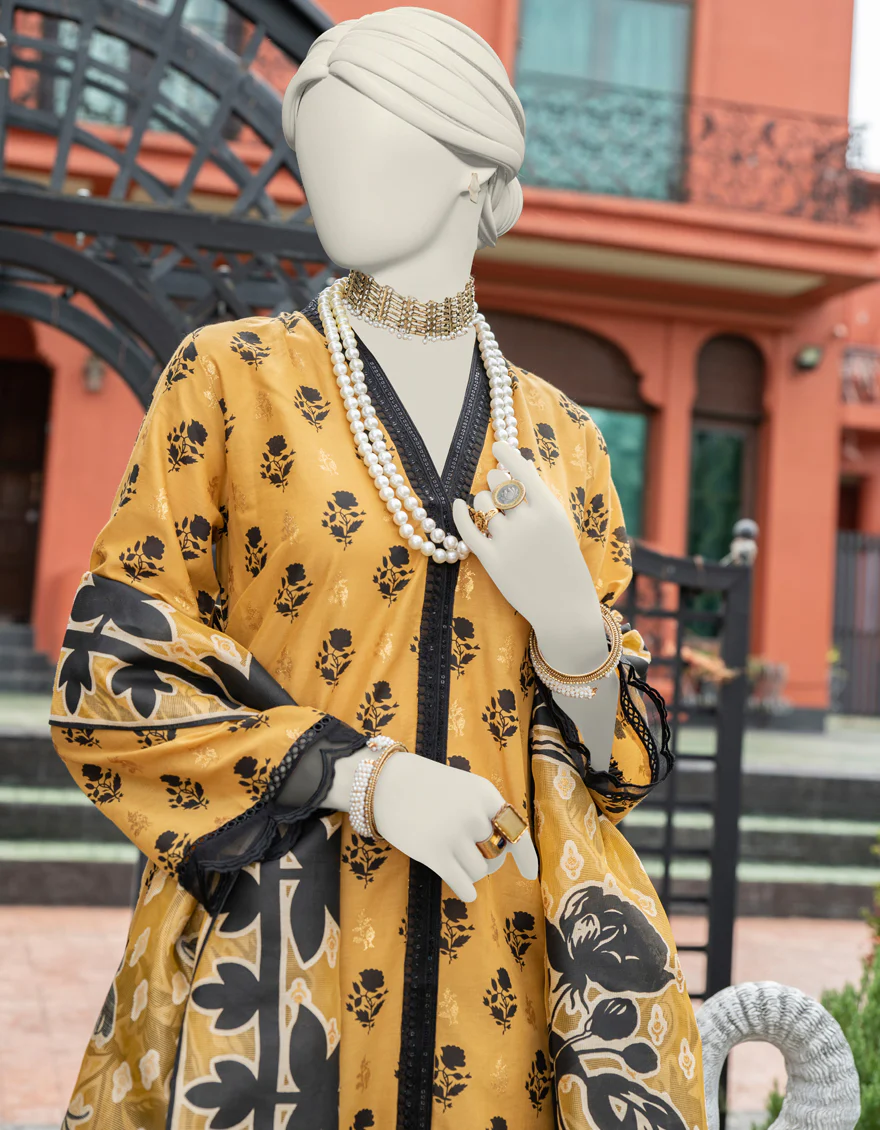 MUSTARD LAWN 3PC STITCHED | JLAWN-S-24-088/S MIRAGE-2 - Image 3