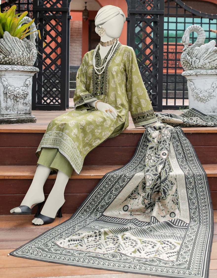 GREEN LAWN 3PC UNSTITCHED | JLAWN-S-24-090 MIRAGE-4 - Image 2