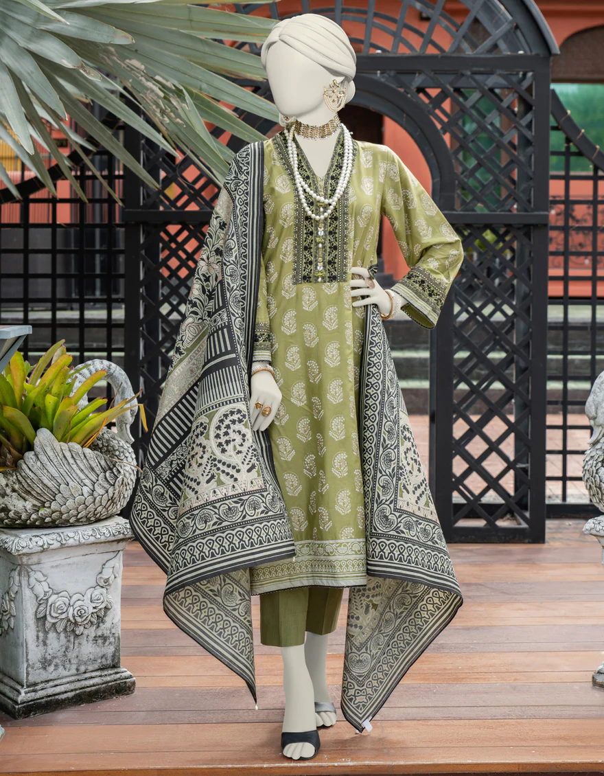 GREEN LAWN 3PC STITCHED | JLAWN-S-24-090/S MIRAGE-4 - Image 3