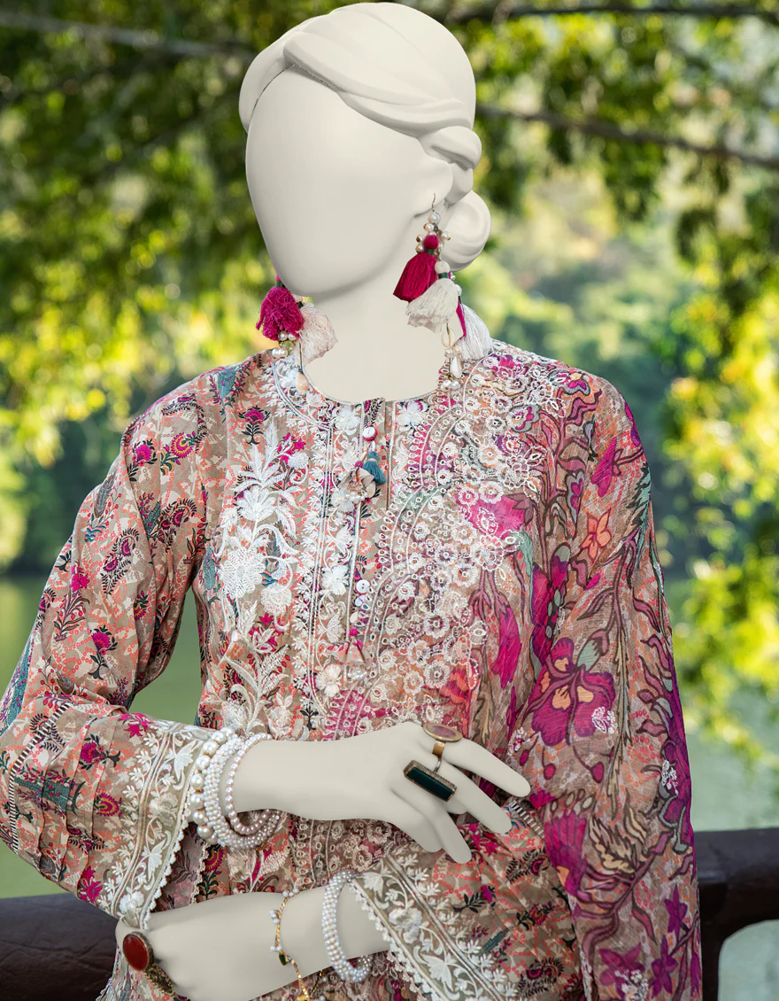 BROWN LAWN 3PC UNSTITCHED | JLAWN-S-24-093 PERAH - Image 2