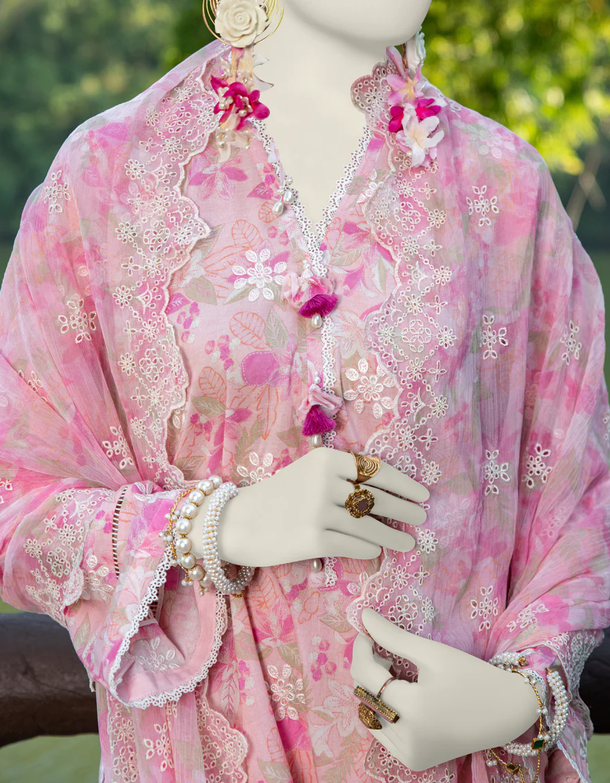 PINK LAWN 3PC UNSTITCHED | JLAWN-S-24-094 PERAH - Image 3