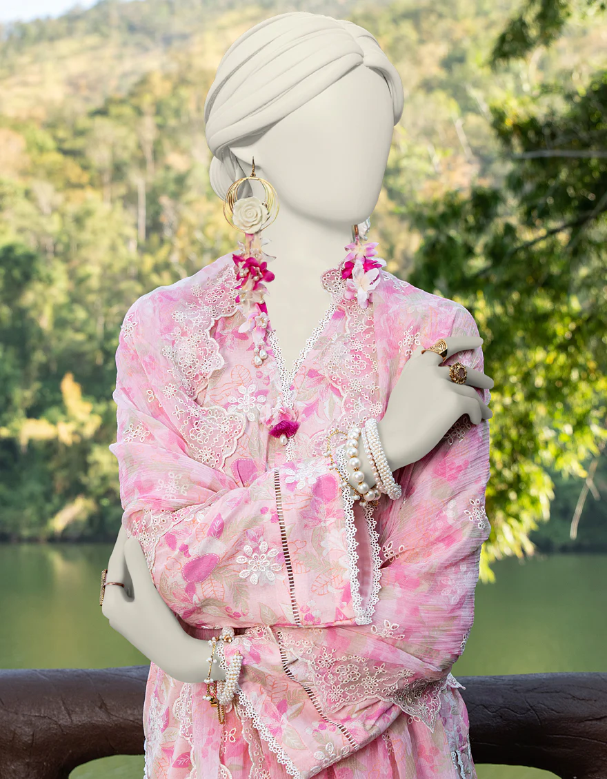 PINK LAWN 3PC STITCHED | JLAWN-S-24-094/S PER - Image 2