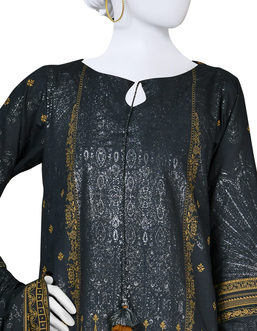BLACK LAWN 3PC STITCHED | JLAWN-S-24-108/S SUN - Image 3