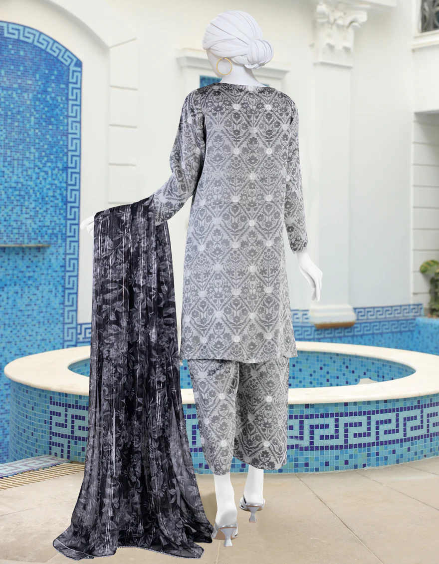 GREY VISCOSE 3PC UNSTITCHED | JLAWN-S-24-115 UJALA - Image 3