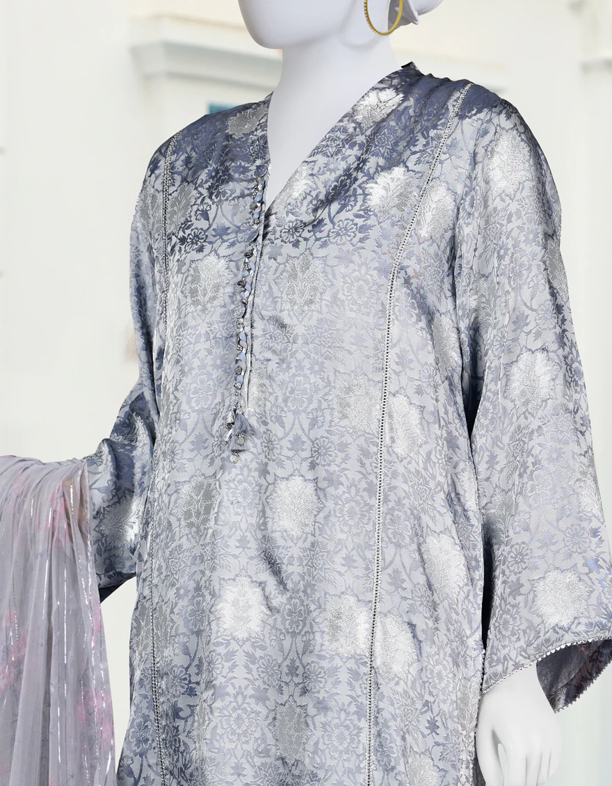GREY SILK 3PC UNSTITCHED | JLAWN-S-24-116 UJALA - Image 3
