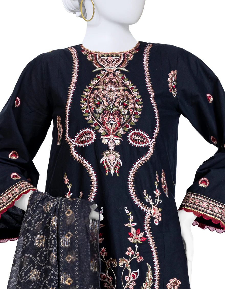 BLACK LAWN 3PC STITCHED | JLAWN-S-24-137/S LUX - Image 3