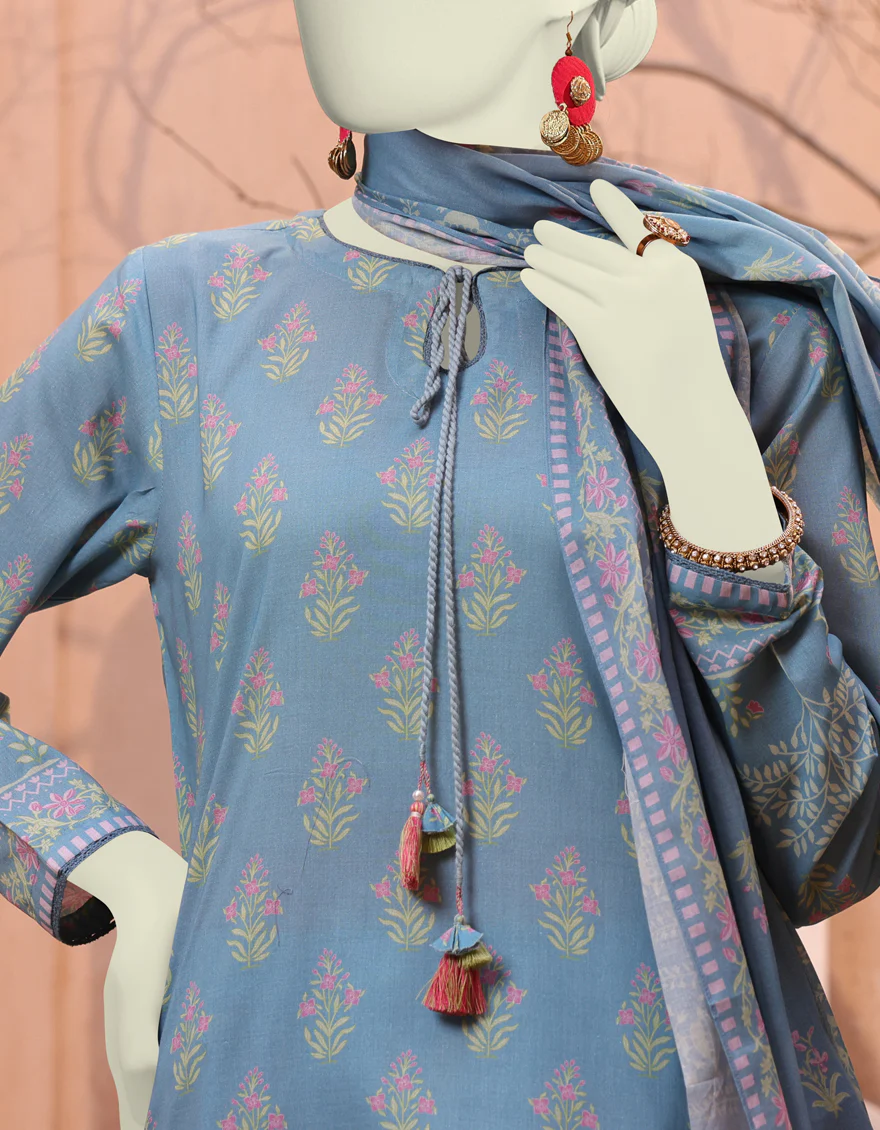 BLUE LAWN 3PC STITCHED | JLAWN-S-24-163/S RIWAAJ-05 - Image 2