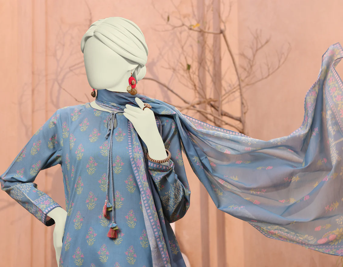 BLUE LAWN 3PC STITCHED | JLAWN-S-24-163/S RIWAAJ-05 - Image 3
