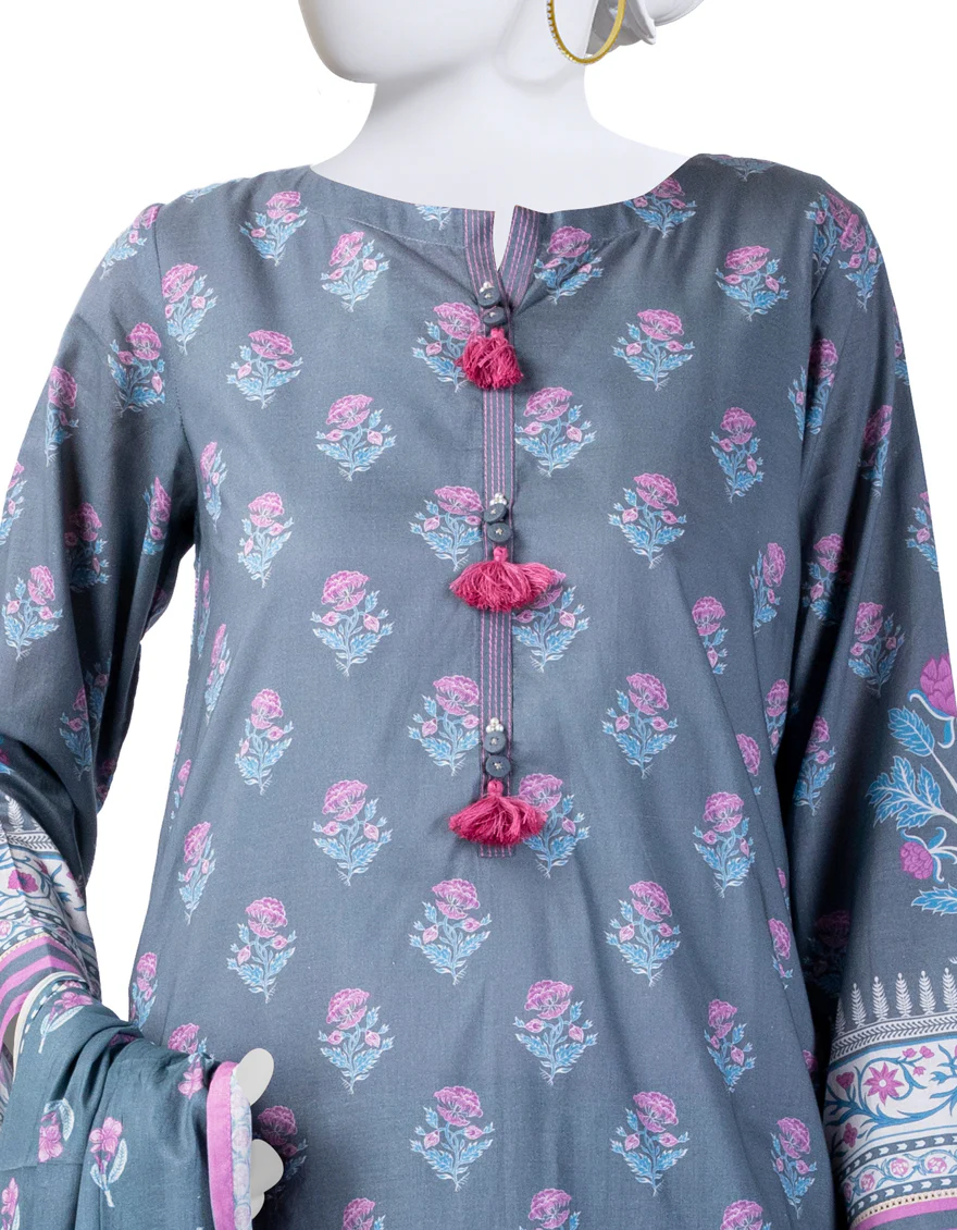 GREY LAWN 3PC STITCHED | JLAWN-S-24-165/S RIWAAJ-07 - Image 3