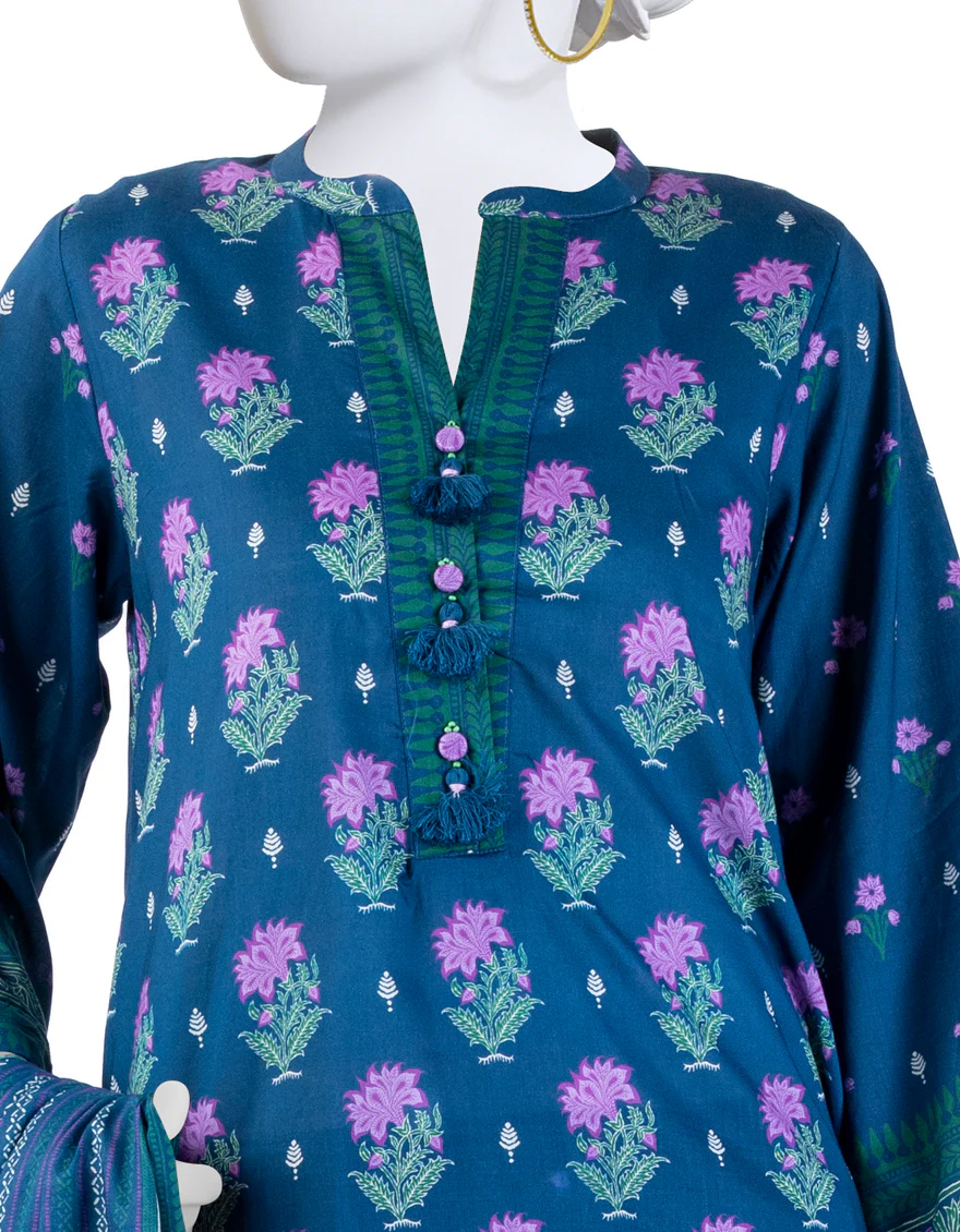 BLUE LAWN 3PC STITCHED | JLAWN-S-24-166/S RIWAAJ-08 - Image 3