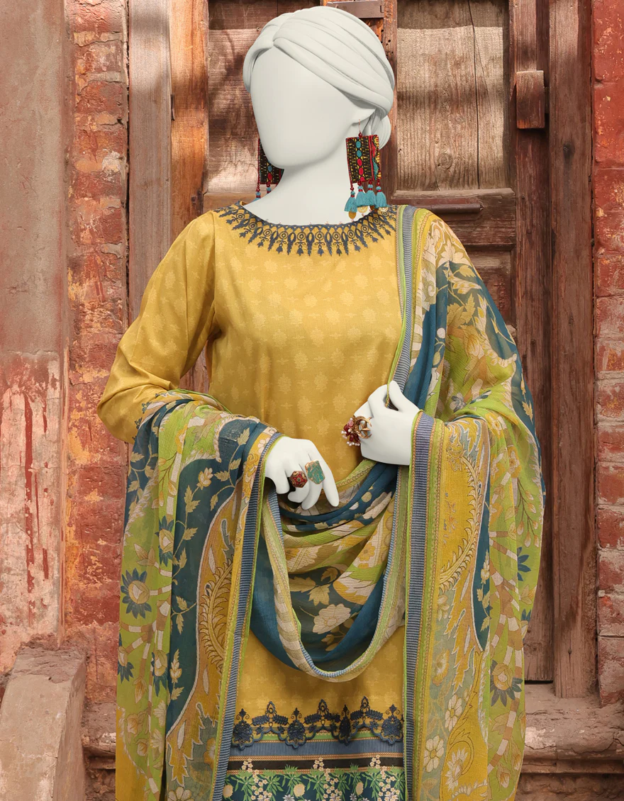YELLOW LAWN 3PC UNSTITCHED | JLAWN-S-24-168 DHANAK-2 - Image 2
